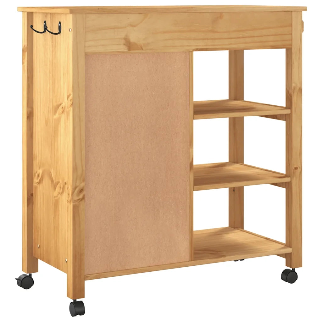 Carrello da Cucina MONZA 84x40x88,5 cm in Legno Massello di Pino 376112