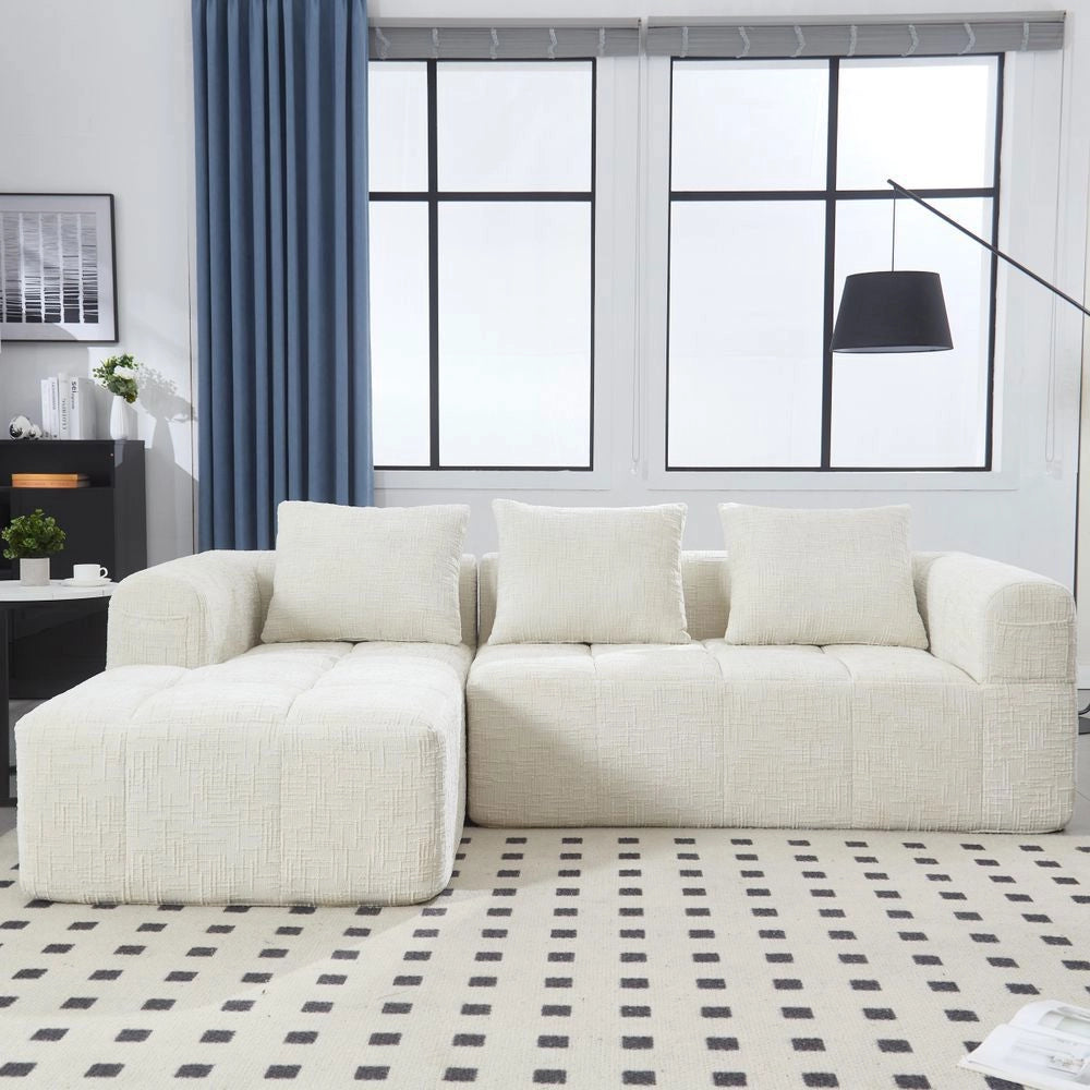 Divano modulare - Xylo - 3 posti L chenille senza montaggio beige