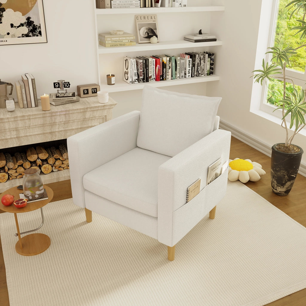 Poltrona con Cuscino e Tasca Portaoggetti ¨C MINIMAL ¨C Tessuto, Design Nordico