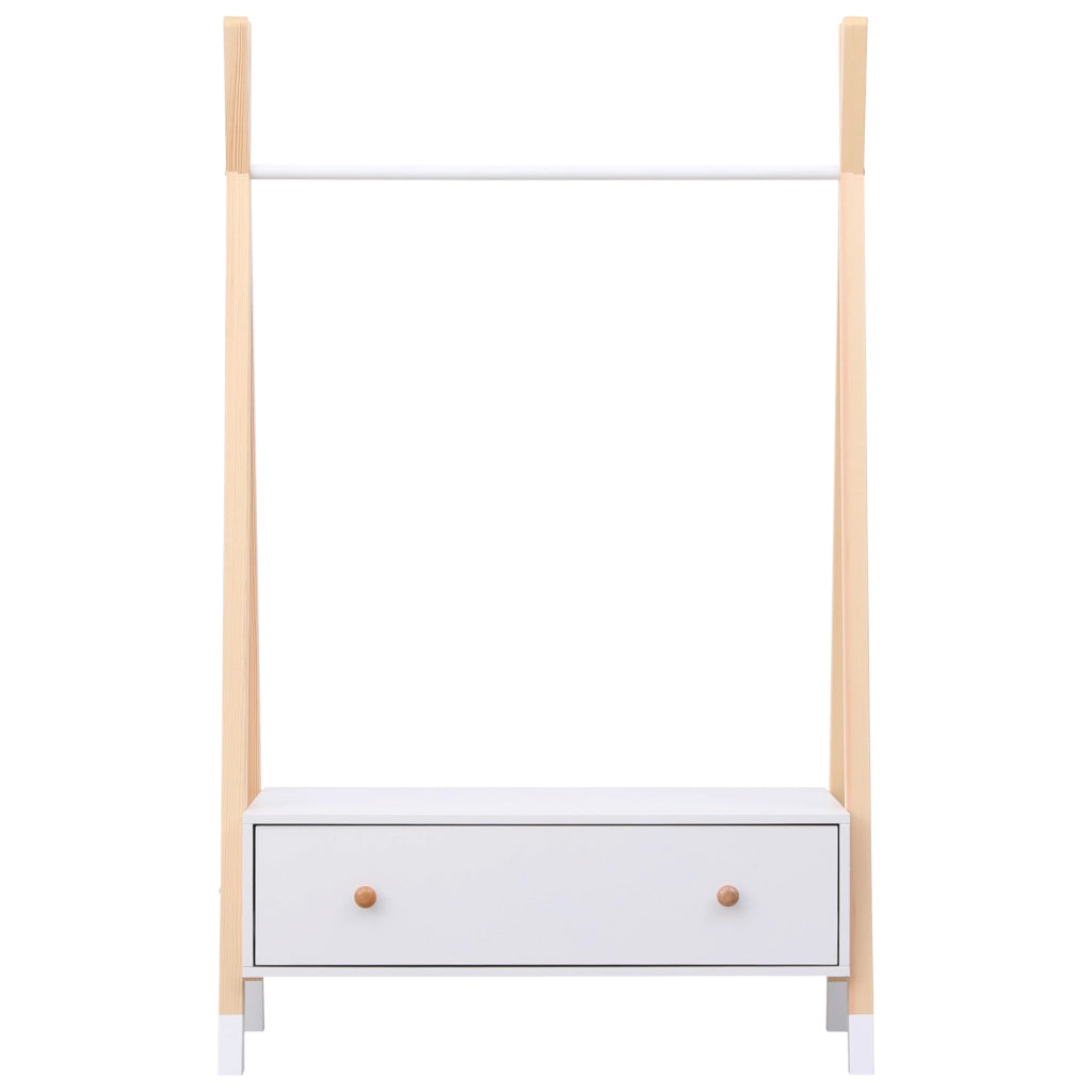 Armadio per bambini in legno e bianco con cassetto LOU