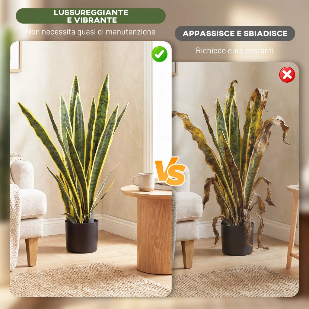 Pianta Finta Sanseveria ¨C zephmum ¨C Verde e Giallo ?15x80cm