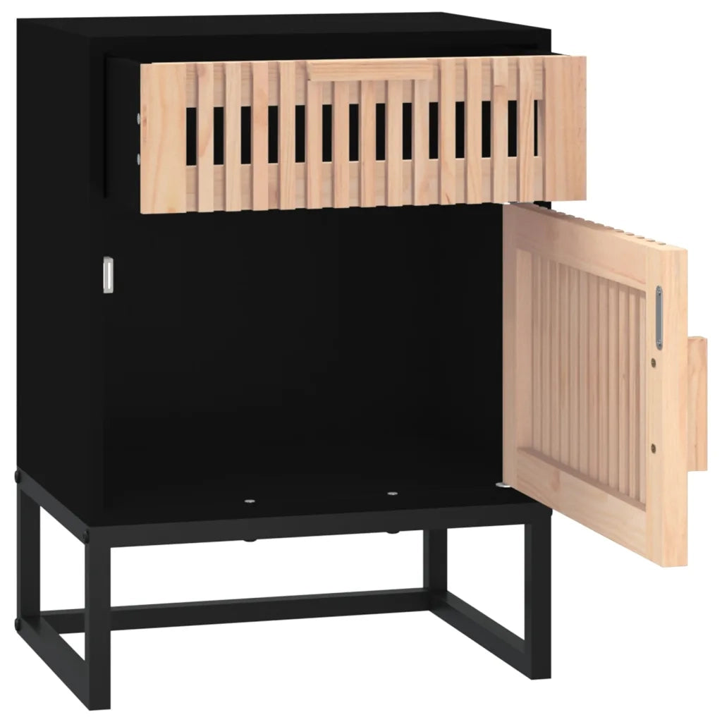 Comodino Nero 40x30x55,5 cm Legno Multistrato e Ferro 352093
