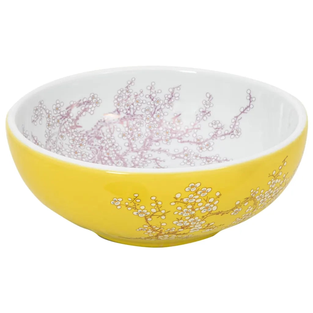 Lavabo da Appoggio Bianco e Giallo Rotondo ¦µ41x14 cm Ceramica CFW4165716