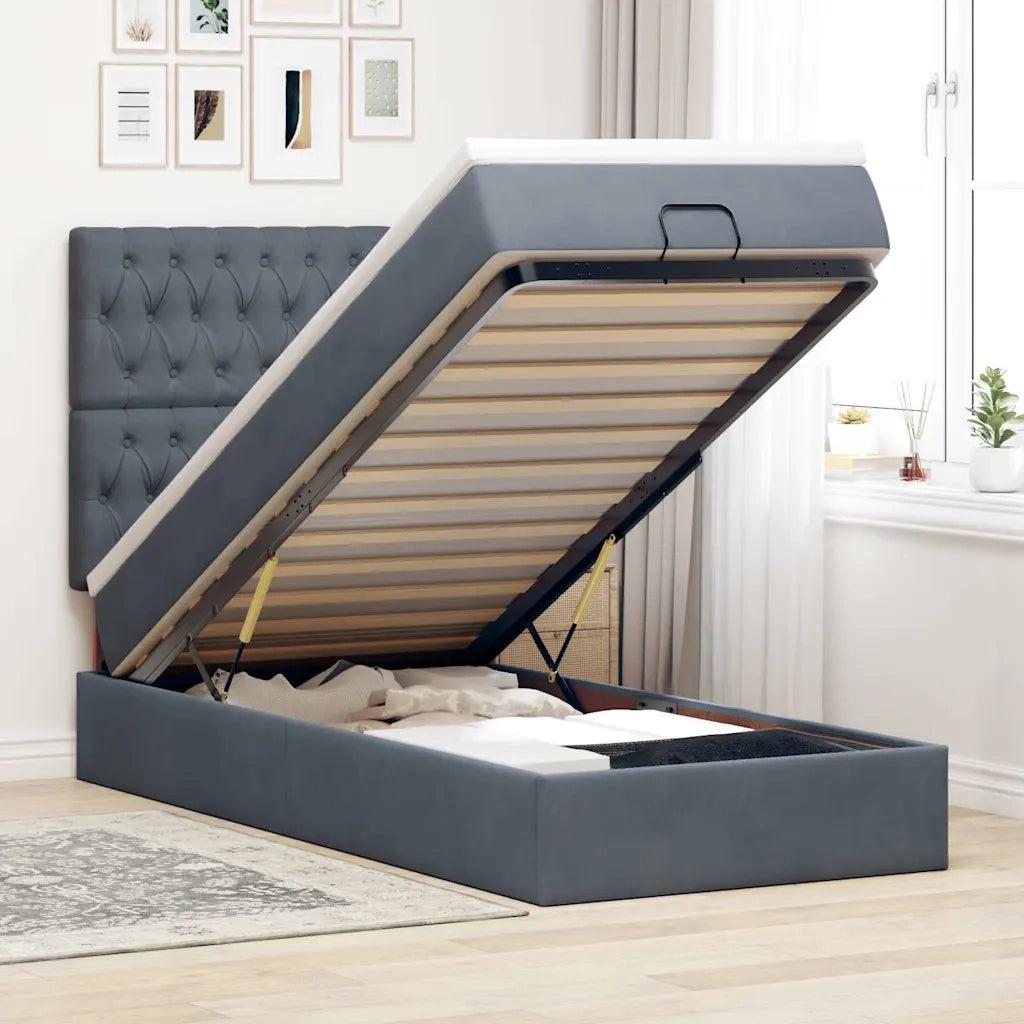 Struttura Letto Pouf con Materassi 90x200 cm in Velluto 3313518
