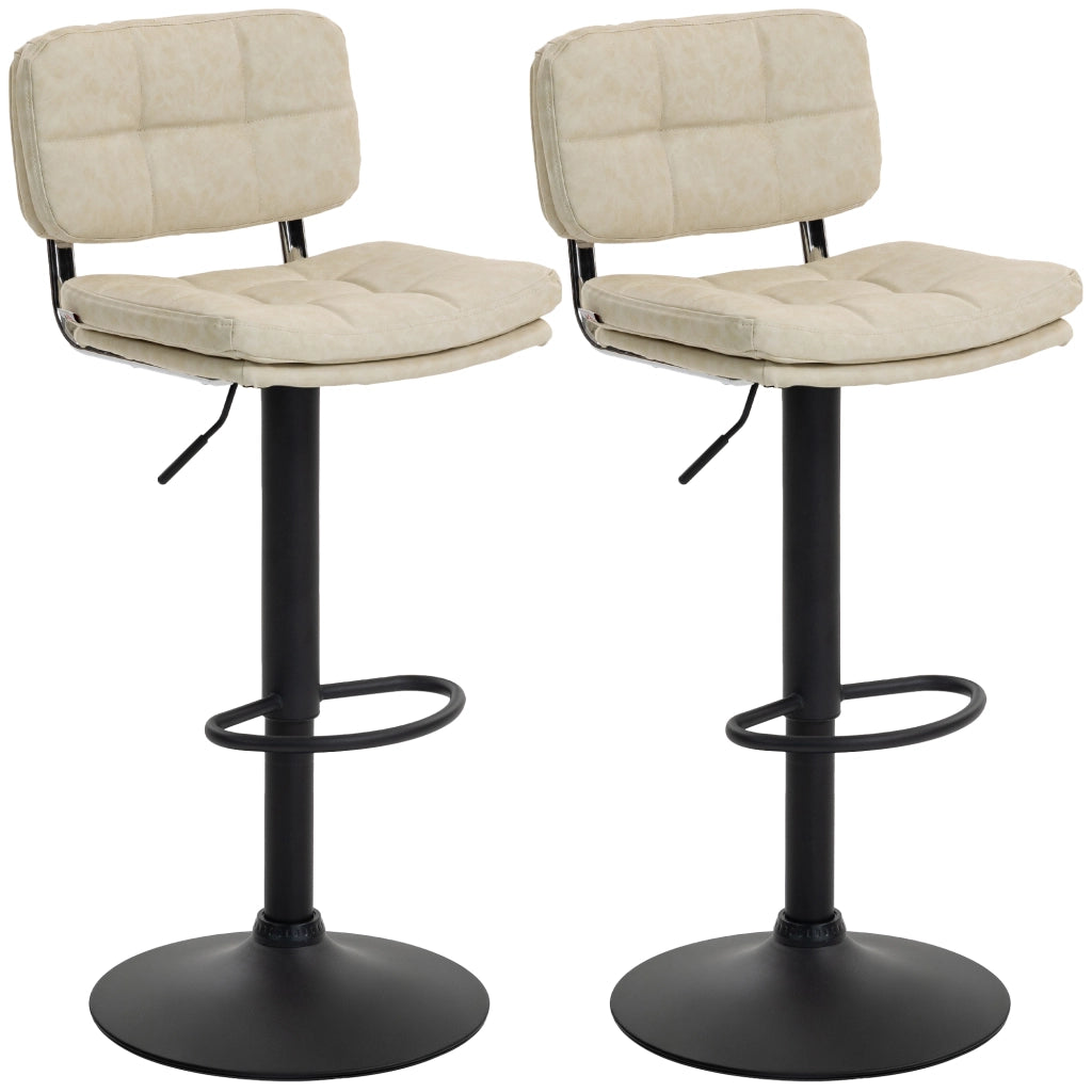 Set 2 Sgabelli Bar Vintage Capitonn¨¦ ¨C Xylo ¨C Girevole Regolabile Crema