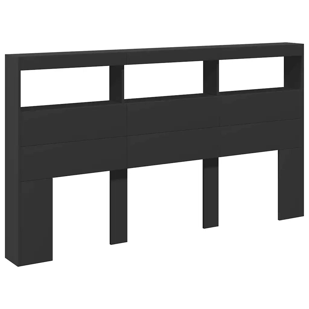 Testiera | Testata con Contenitore a LED Nera 180x17x102 cm