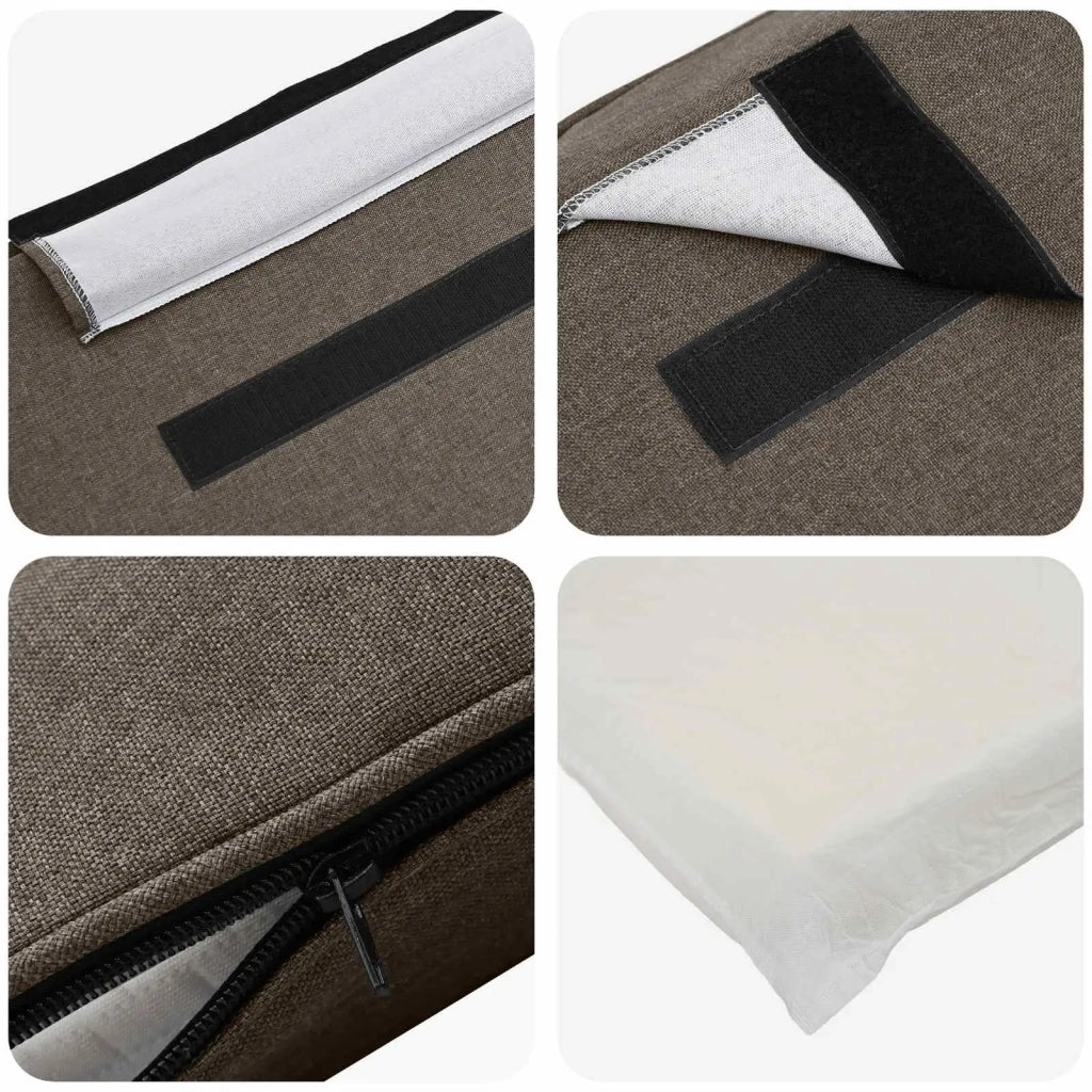 Testiera imbottita Marrone e taupe 160 cm Pino massello 880171