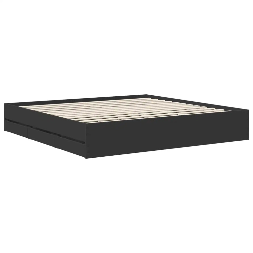 Letto matrimoniale | Letto per adulti | Struttura del letto Nero 200 x 200 cm Legno Ingegnerizzato