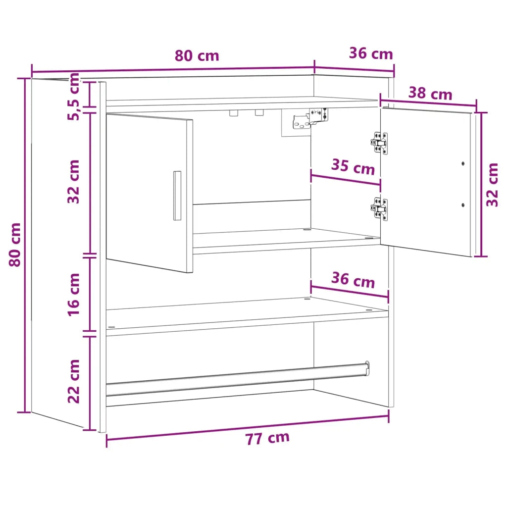 Scaffale da parete A parete Bianco 80 x 36 x 80 cm 8011379