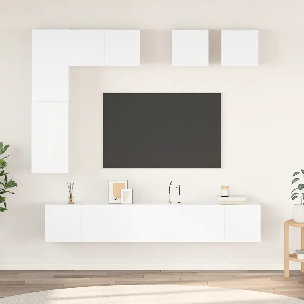 Set Mobili Porta TV 8 pz Bianco in Legno Multistrato 3078704