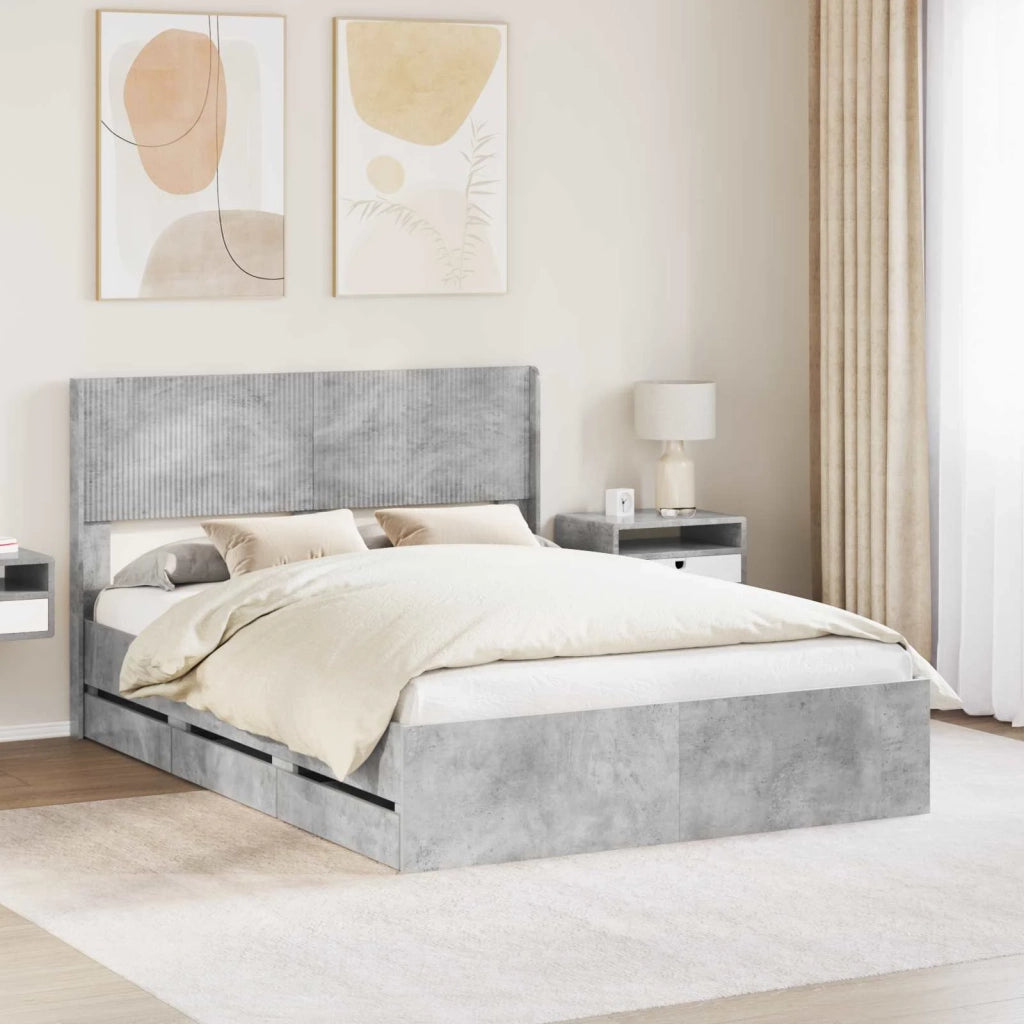 Struttura del letto con stoccaggio e testata Grigio Cemento 3414314