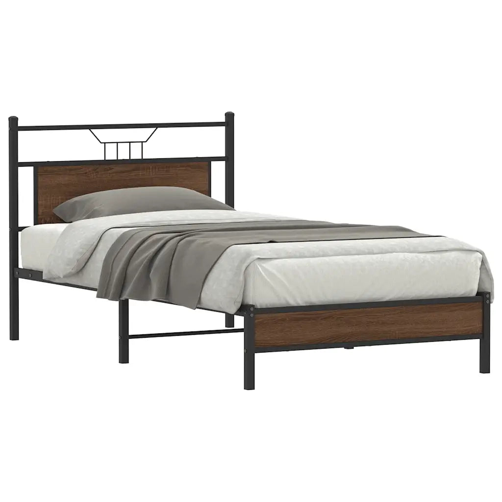 Giroletto senza Materasso-Struttura Letto Rovere Marrone 107x203 cm Truciolato 349362