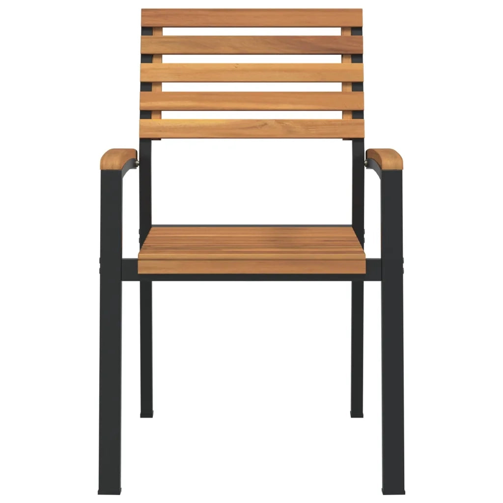 Sedie Giardino Impilabili 4 pz Legno Massello Acacia e Metallo 362015