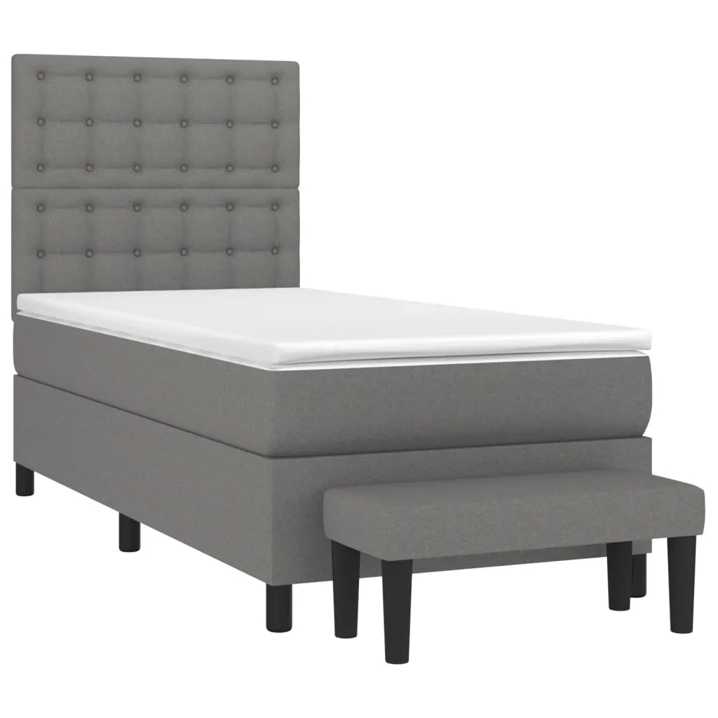 Giroletto a Molle con Materasso Grigio Scuro 90x200 cm Tessuto 3136886