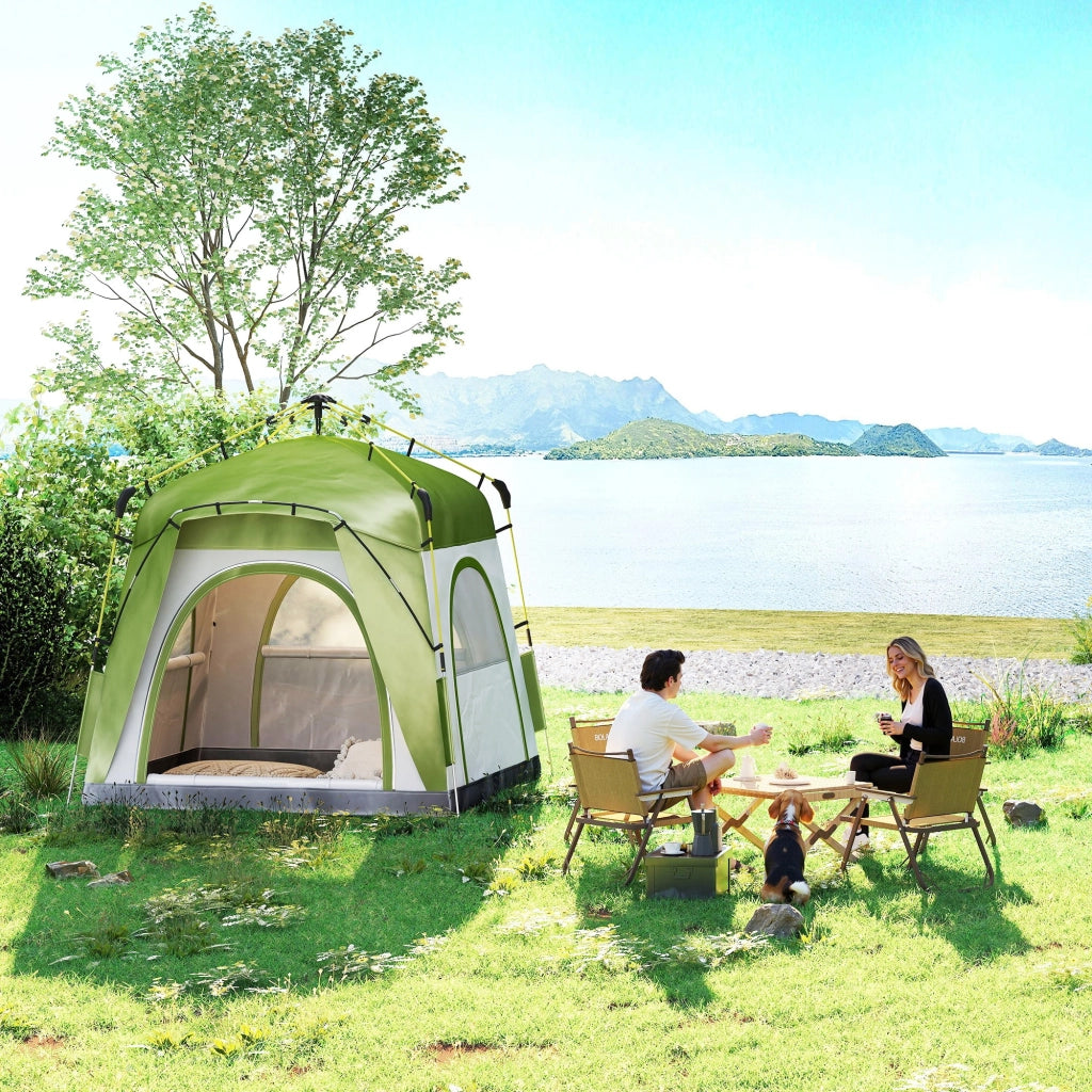 Tenda da campeggio pop-up 3 persone ¨C Xylo ¨C con 4 porte, 4 finestre e borsa per trasporto, verde e grigio