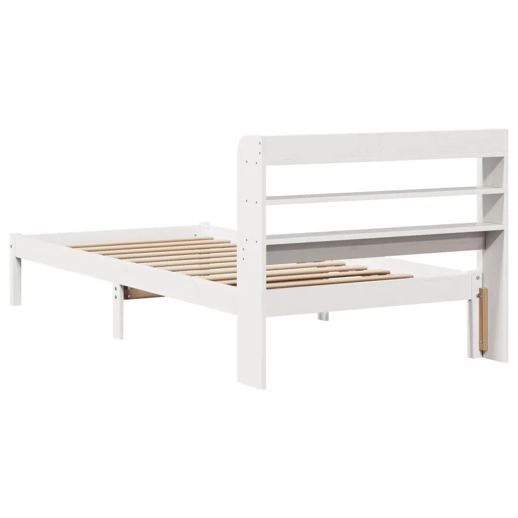 Letto singolo | Letto per adulti | Giroletto senza Materasso Bianco 100x200 cm Legno Massello Pino