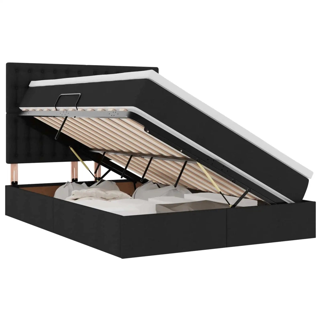 Letto con contenitore e LED Nero 140 x 190 cm Poliestere 3372542