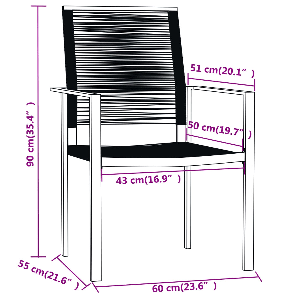 Set Mobili da Pranzo da Giardino 9 pz con Cuscini Nero 3099202
