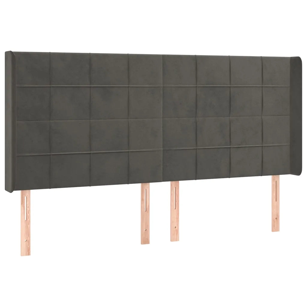 Testiera ad Orecchio GrigioScuro 203x16x118/128cm in Velluto 3119647