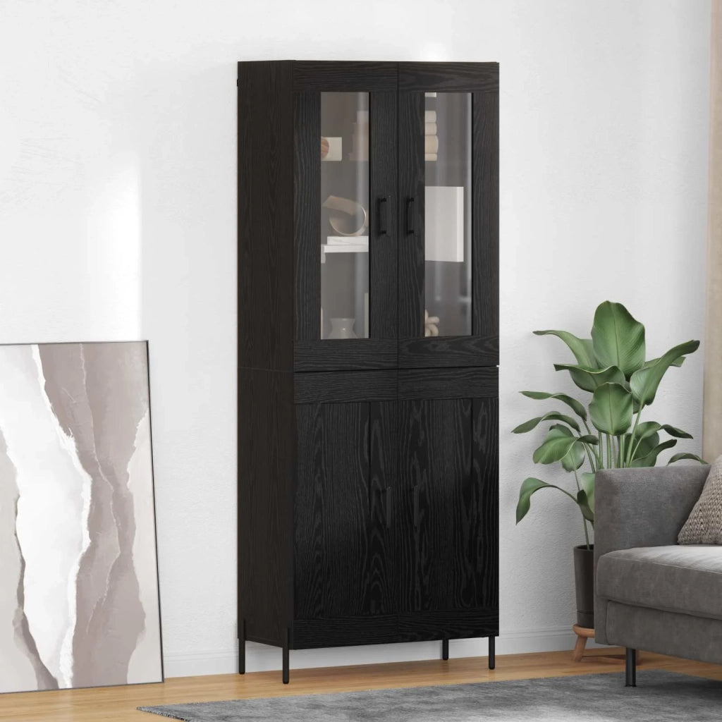 Credenza-Buffet-Armadio da cucina Rovere Nero 69,5 x 34 x 180 cm Legno multistrato 246316