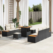 Set Divano da Giardino 8 pcs Nero polyrattan