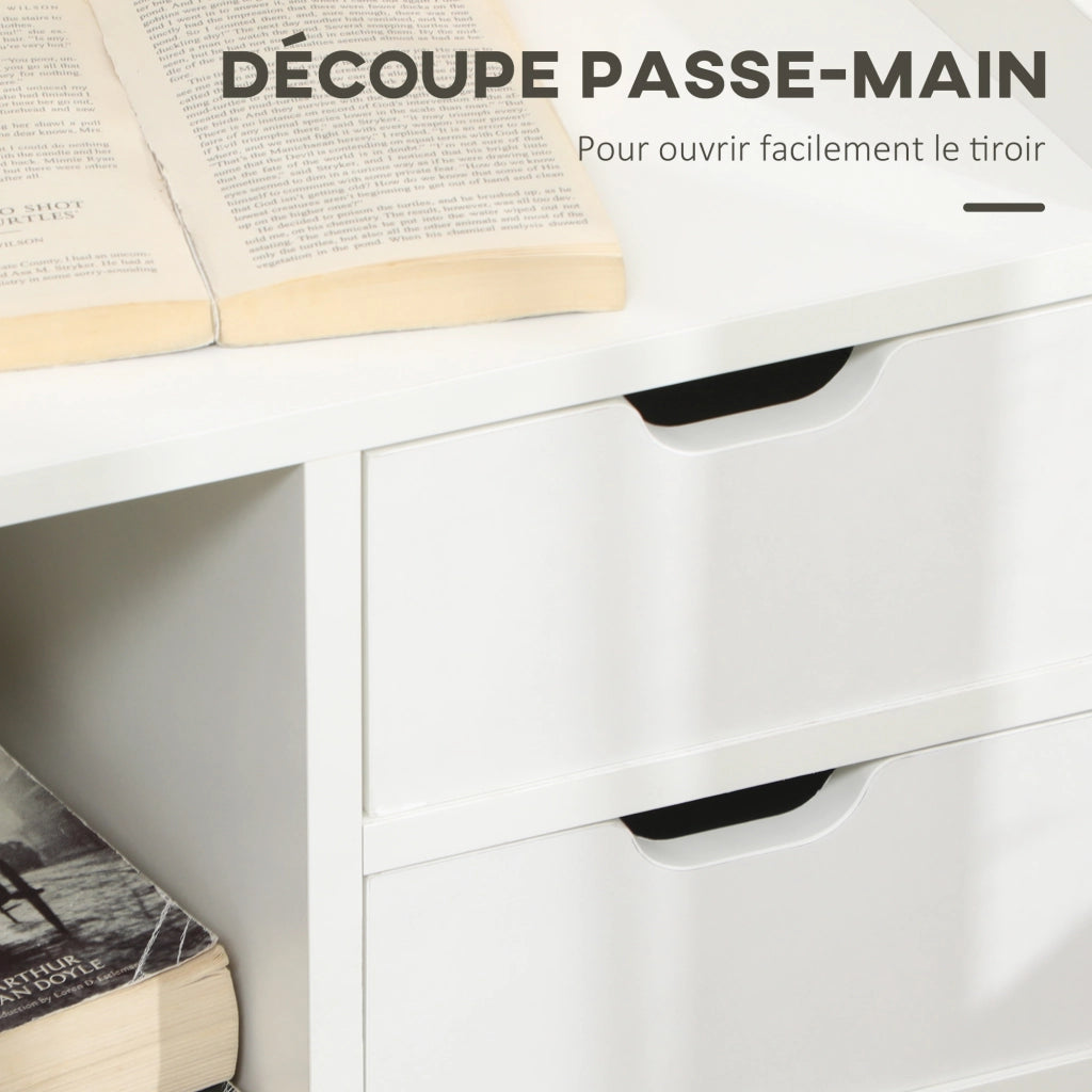 Comodino con 2 cassetti e scaffale ¨C Minimal ¨C Legno bianco