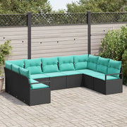 Set di divani con cuscino 9 pcs Nero polyrattan 3346546