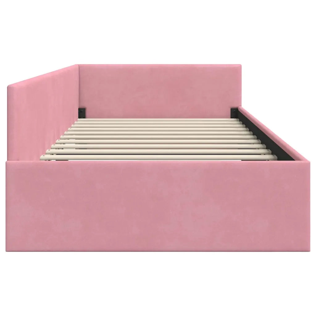 Cornice del letto ad angolo Rosa 80 cm x 200 cm Velluto 42016064