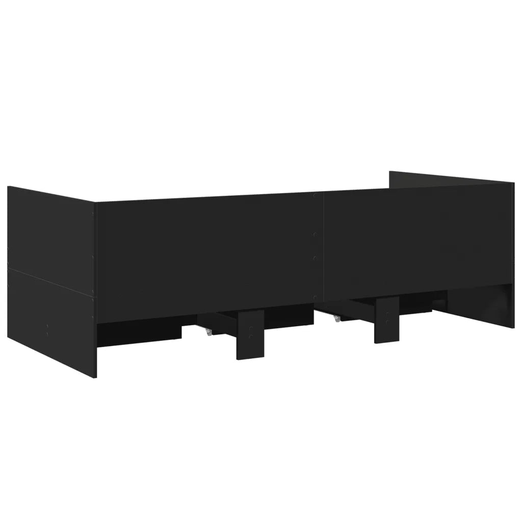 Divano Letto con Cassetti senza Materasso Nero 75x190 cm