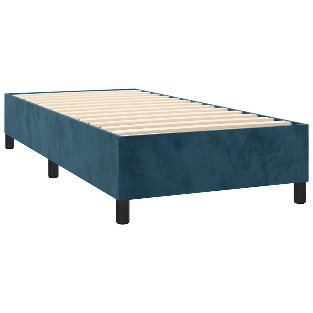 Letto singolo | Letto per adulti | Letto a Molle con Materasso e LED Blu Scuro 80x200cm in Velluto