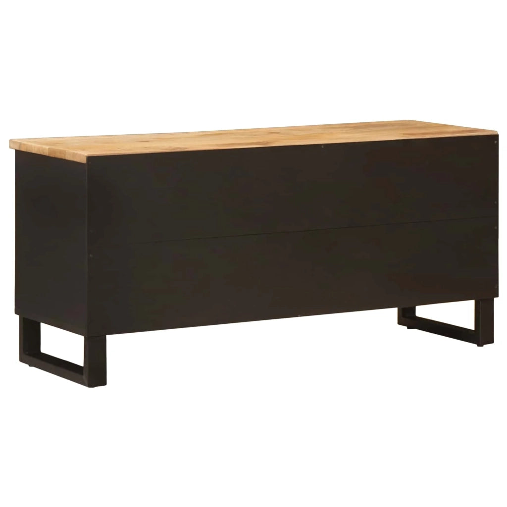 Pratico mobile porta TV rettangolare con cassetto e ripiano 100 x 33 x 46 cm in legno massello di mango marrone 02_0057816
