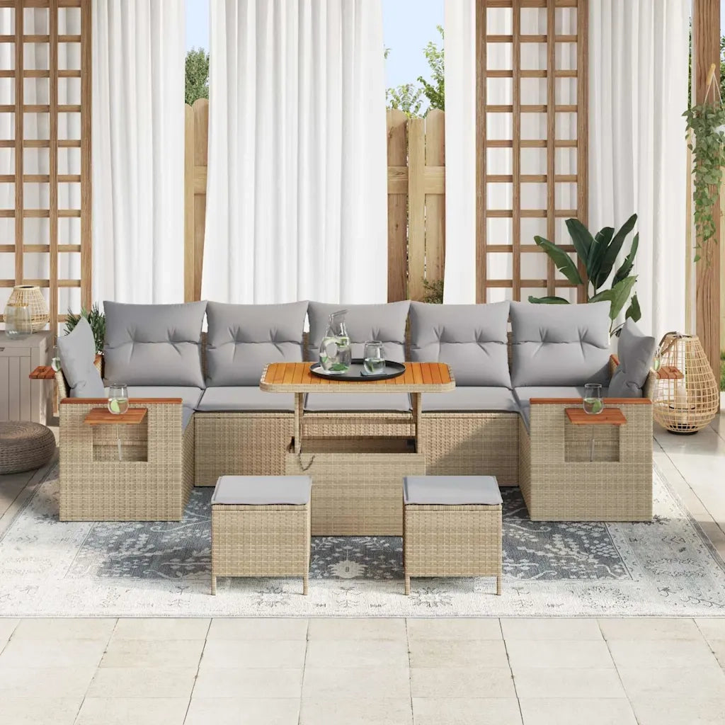 Set Divano da Giardino 13 pcs Beige e Grigio Chiaro polyrattan