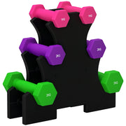 Set Manubri con Supporto ¨C Minimal ¨C 6 Manubri 2x1 kg 2x2 kg 2x3 kg Multicolore