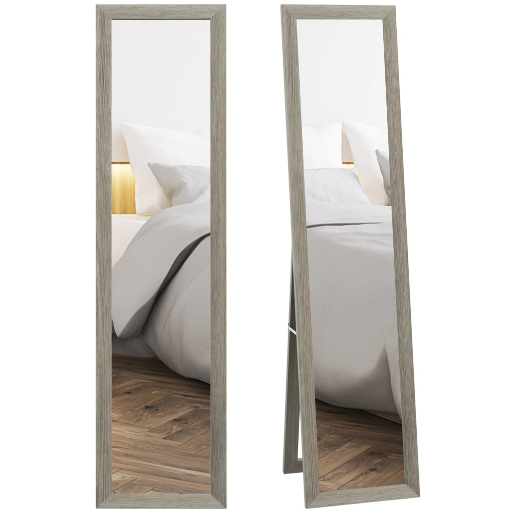 Specchio da Terra Rettangolare ¨C Xylo ¨C Cornice Legno Grigio 37x157 cm