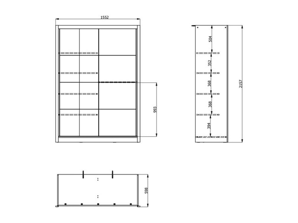 Armadio Camera da Letto Carisolo, Guardaroba Grande Appendiabiti, 155x215.5h cm Bianco Opaco