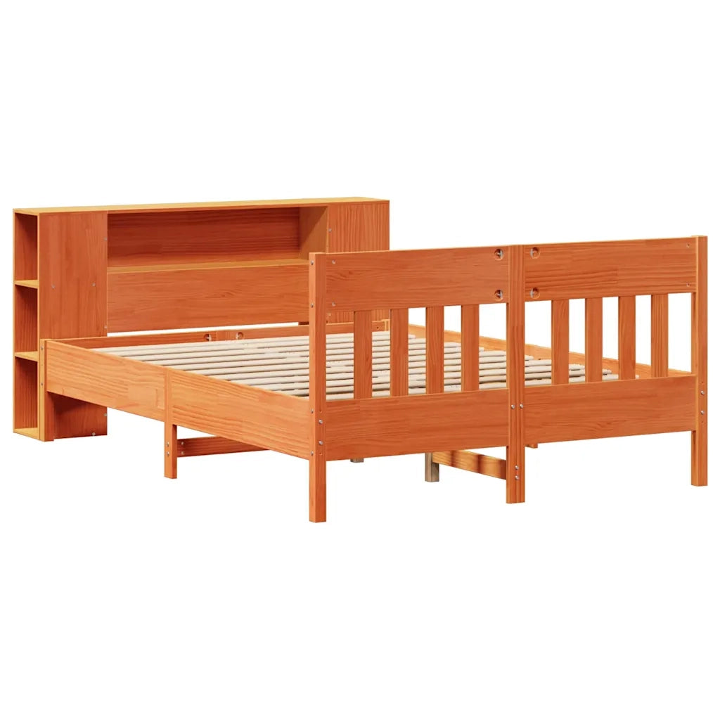 Letto Libreria senza Materasso Marrone Cera 135x190 cm in Pino 3323193