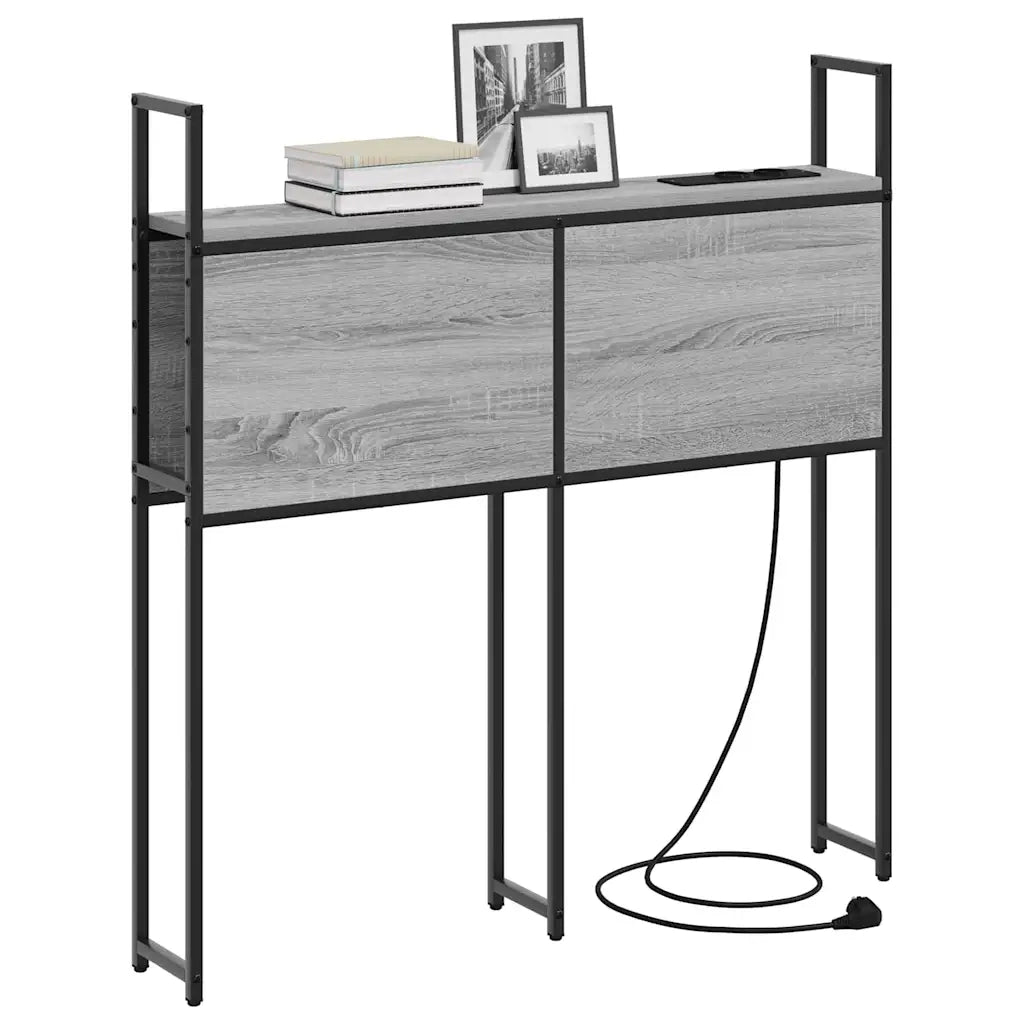 Testiera con Stazione di Carica e Storage-Testiera Multifunzionale-Testata Grigio sonoma 90 cm