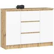 Cassettiera AKORD K100 Quercia Artigiana 101 cm 2 ante 3 cassetti inserto frontale Bianco 101x35x76 cm