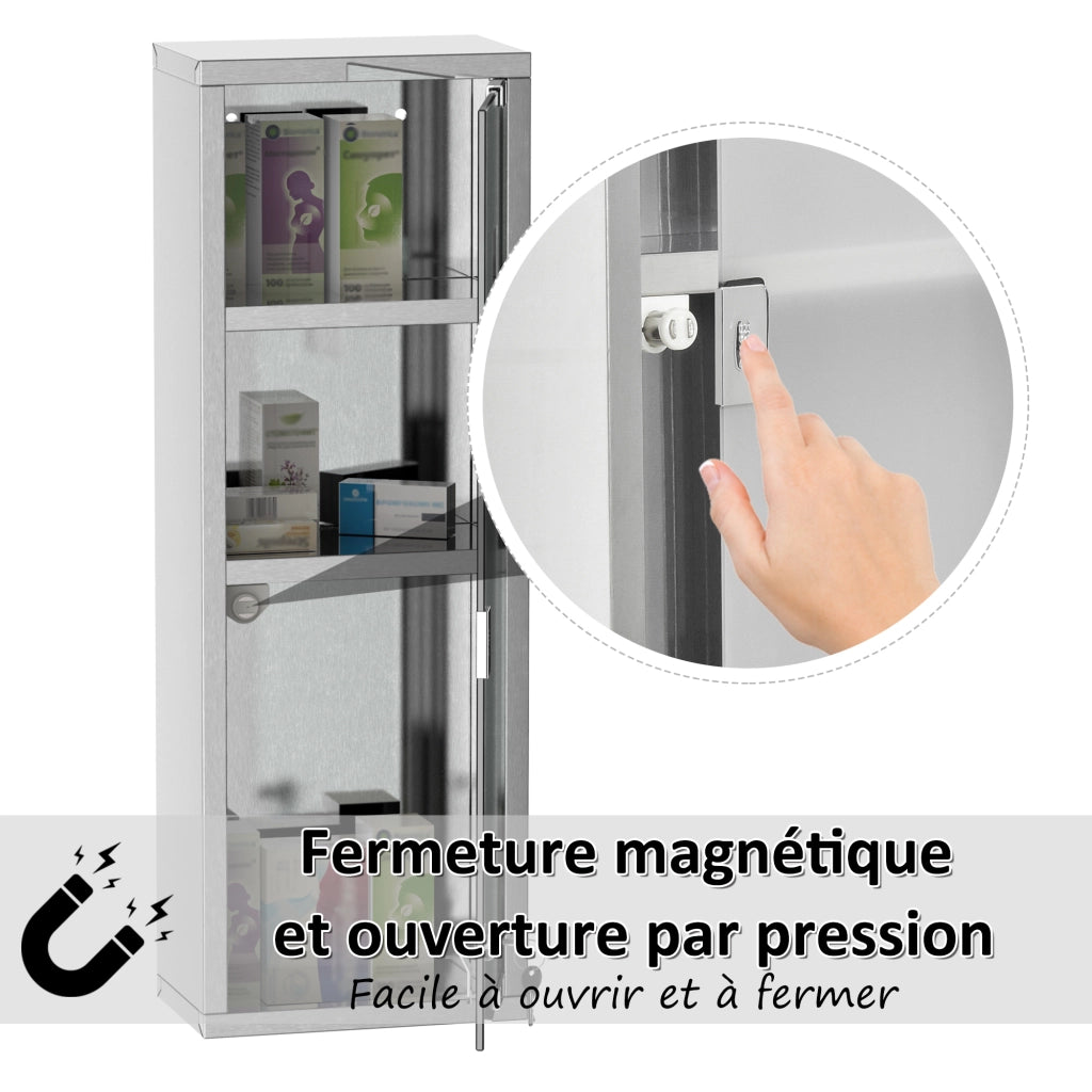 Armadio Farmacia ¨C zephmum ¨C Bianco Acciaio Inox 20x12x58 cm