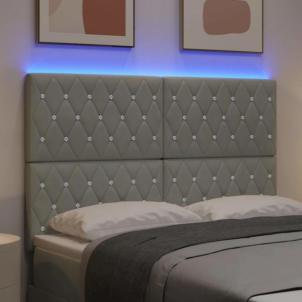 Testiera | Testata LED con strisce LED Grigio chiaro 160 cm Velluto