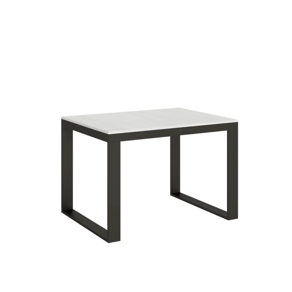 Tavolo allungabile 120/380x90 cm Tecno Evolution colore bianco frassino telaio e gambe antracite