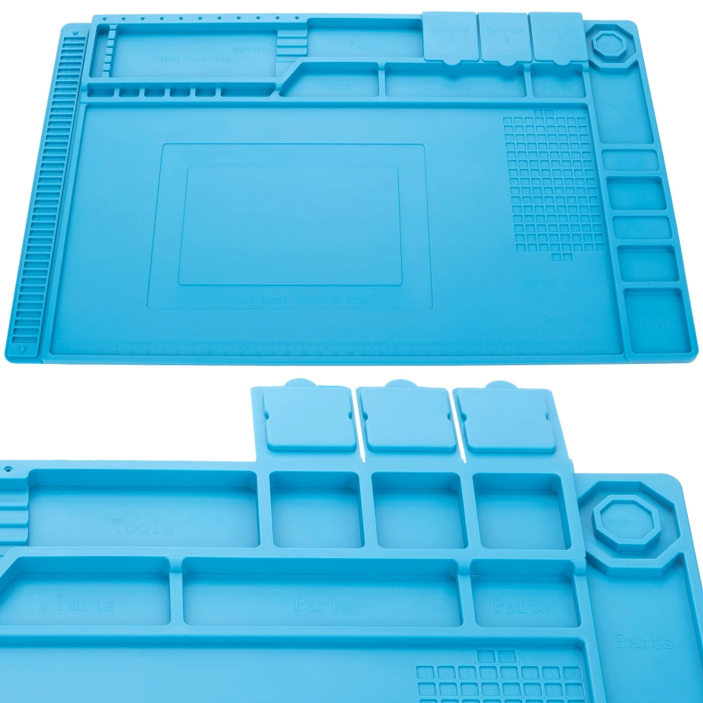 Tappetino in Silicone per Saldatura con Organizer 450x300mm – Resistente al Calore 500°C | Antiscivolo, ESD, Ecologica