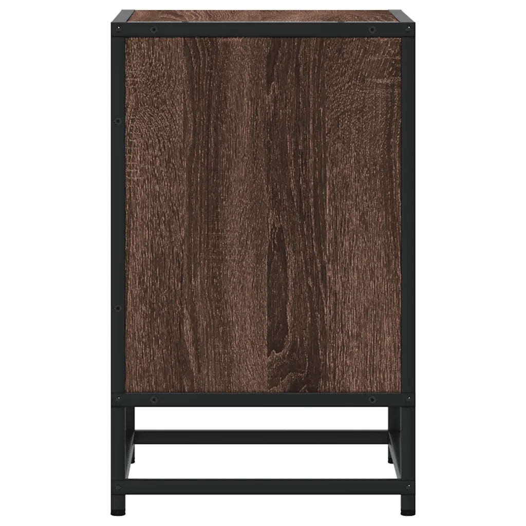 Comodino-Tavolino da notte Rovere Marrone 40x31x50 cm Legno Multistrato e Metallo 341443
