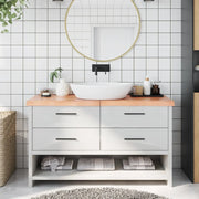 Piano Bagno Marrone 140x60x(2-6) cm Legno Massello Trattato 3156152