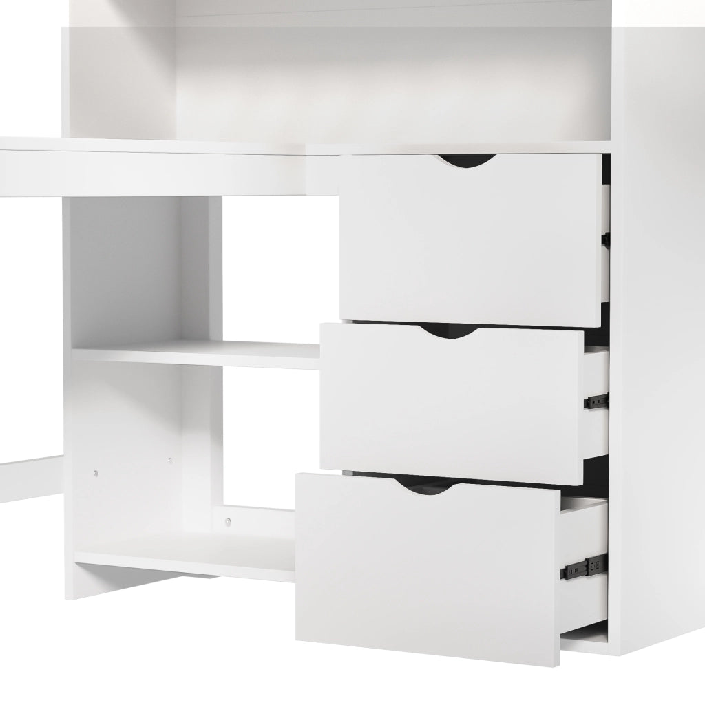 LETTO A SOPPALCO con scrivania 140x200 cm bianco in pino e MDF