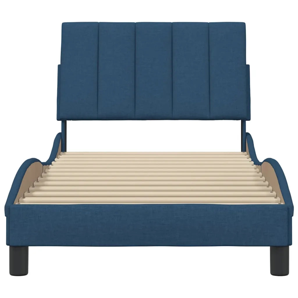 Letto singolo | Letto per adulti | Giroletto senza Materasso Hanko Blu 90x200 cm in Tessuto