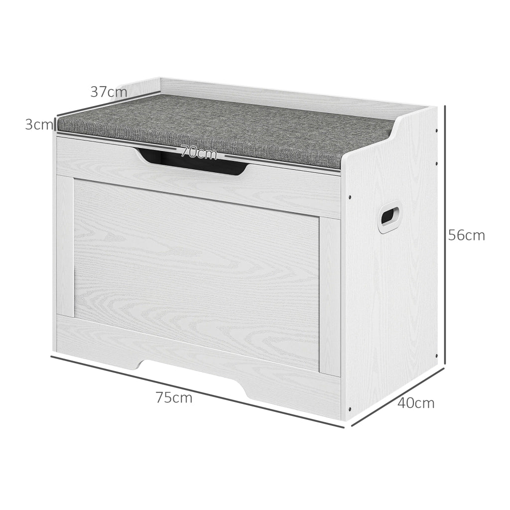 Panca Contenitore in Legno con Cuscino ¨C zephmum ¨C Bianco 75x40x56