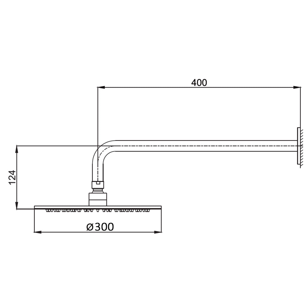 SINED Kit Braccio e Soffione Doccia da Parete 30 cm In Acciaio Inox 316L Finitura Oro Canna Fucile Resistente Corrosione Ideale Interni Esterni Moderni KIT-PARETE-SOFFIONE-LEVANTE-30-CANNA-FUCILE