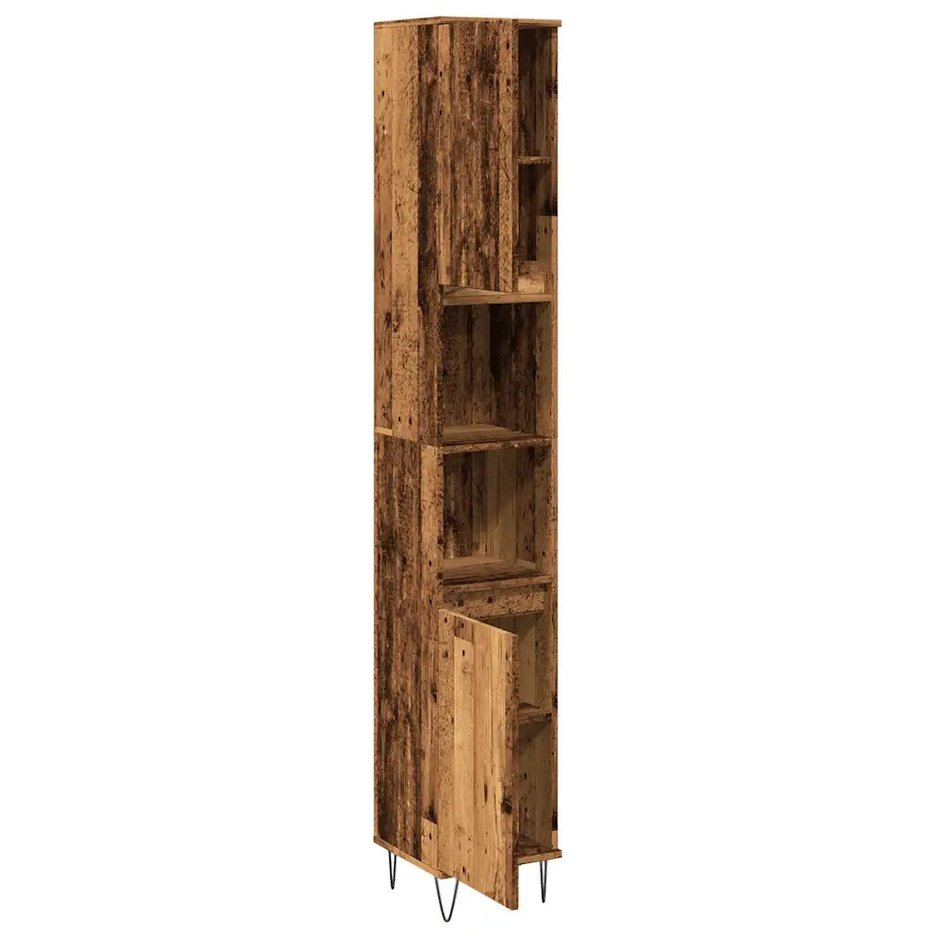 Armadietto Bagno Legno Antico 30x30x190 cm in Legno Multistrato 857199