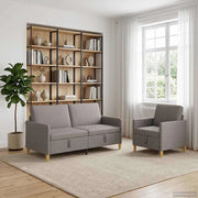 Set di Divani con Storage 2 pz Tortora Poliestere 3429210